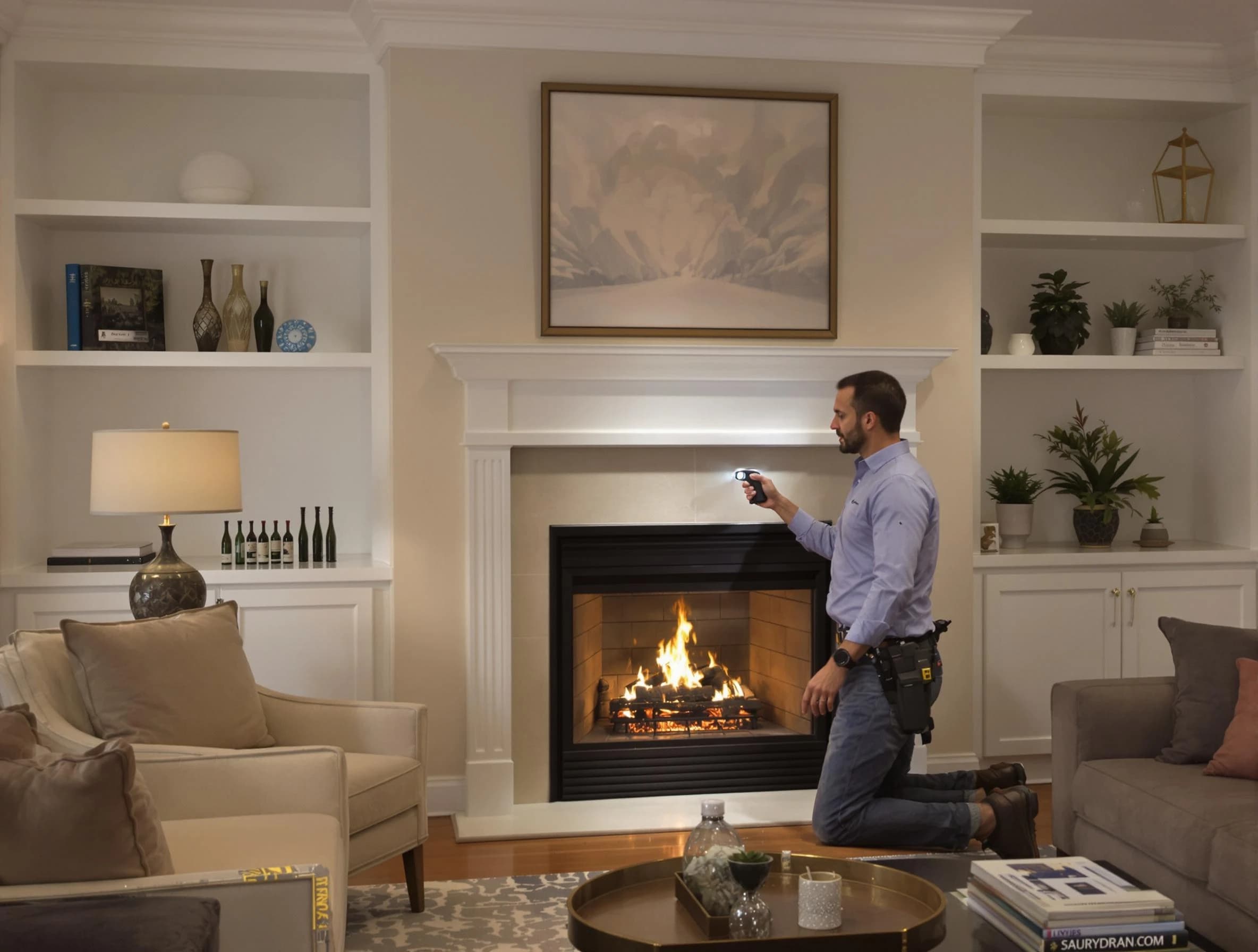 Meridian Chimney Sweep conducting a fireplace safety inspection in Meridian, CO