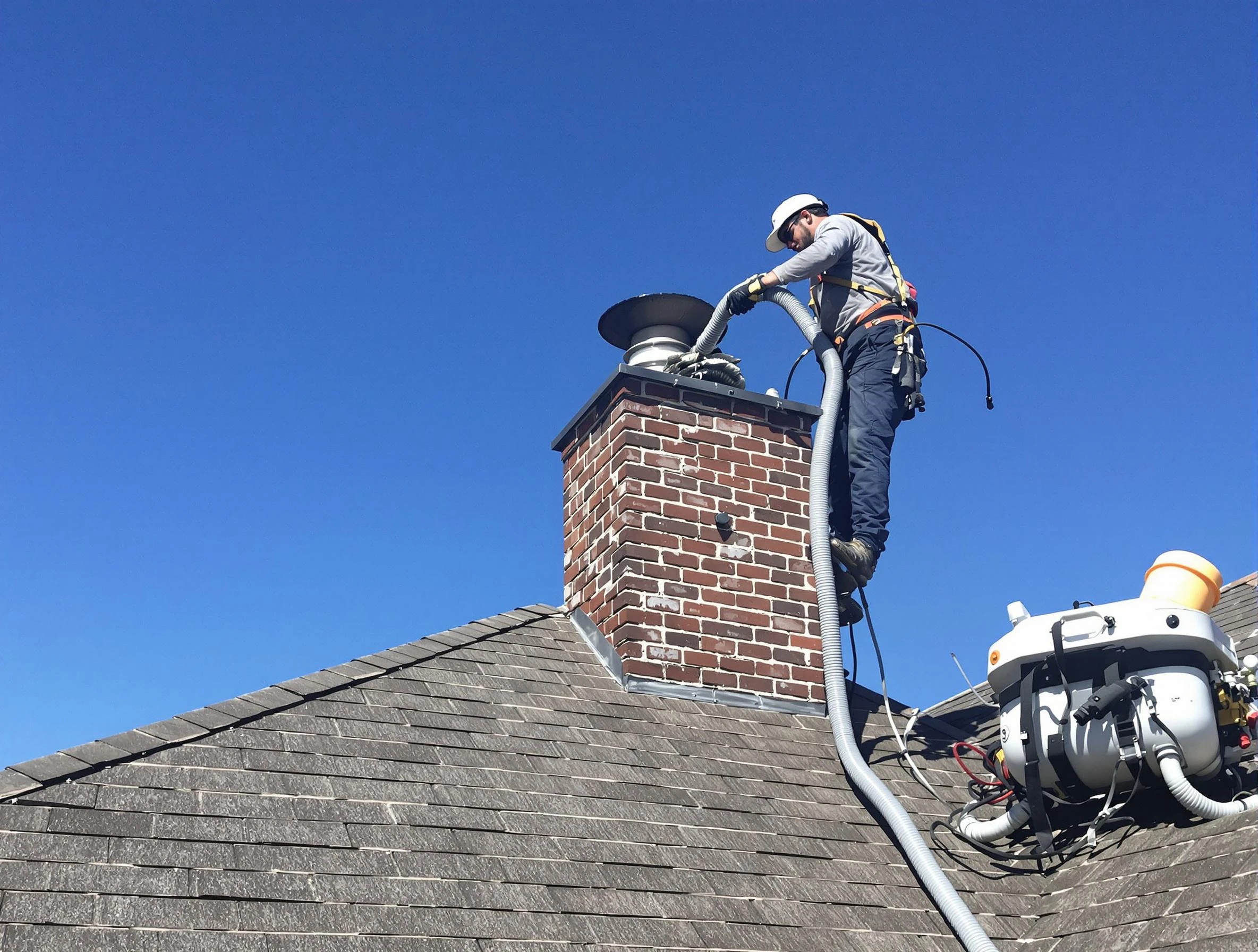 Dedicated Meridian Chimney Sweep team member cleaning a chimney in Meridian, CO