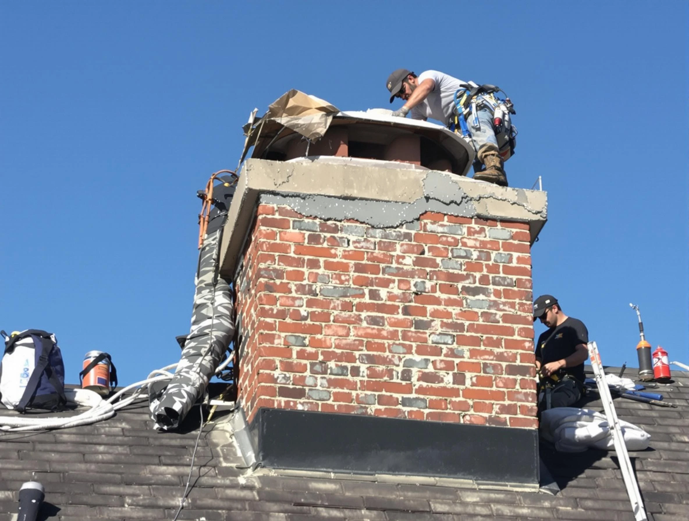 Meridian Chimney Sweep installing a custom chimney crown in Meridian, CO