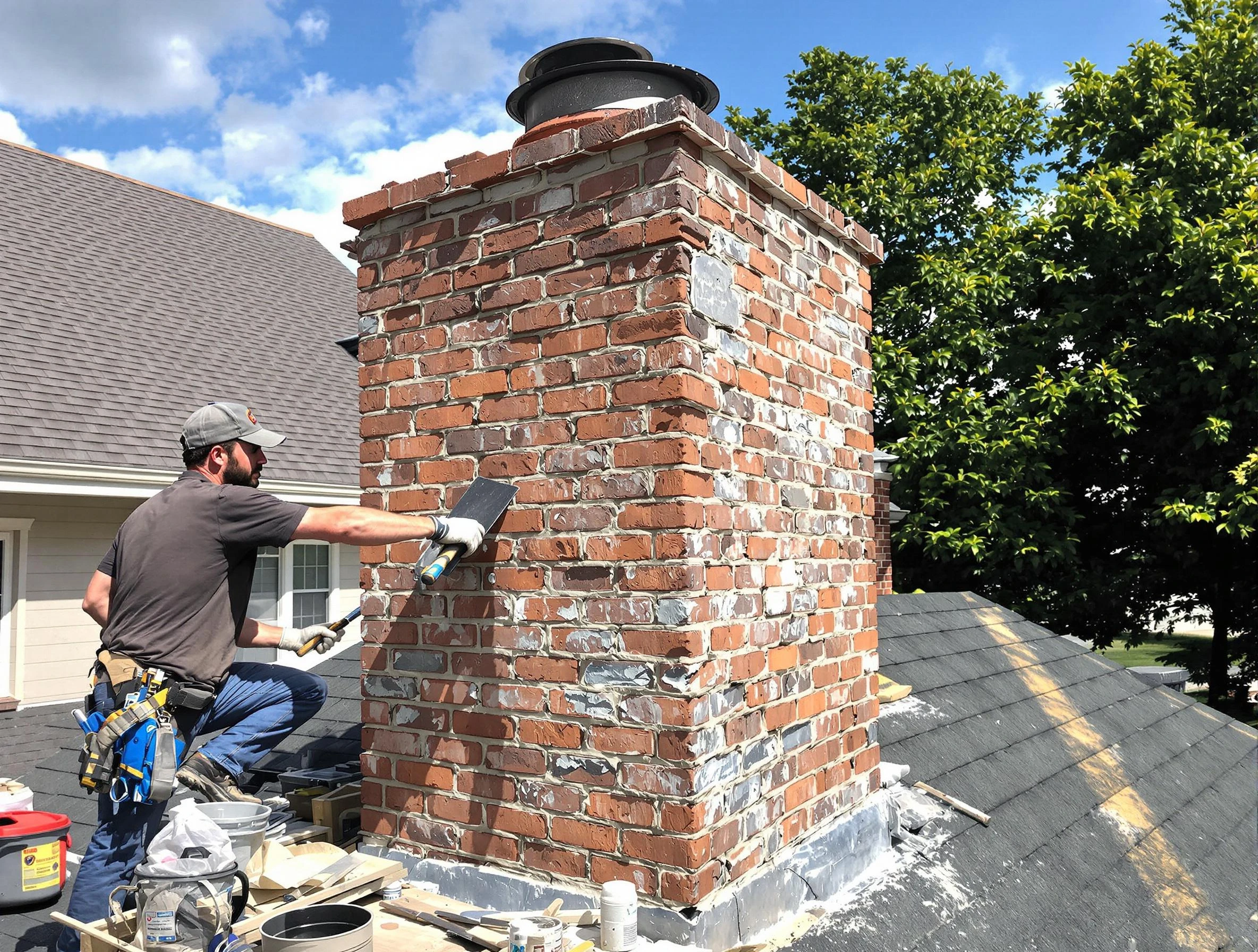 Completed chimney rebuild by Meridian Chimney Sweep in Meridian, CO
