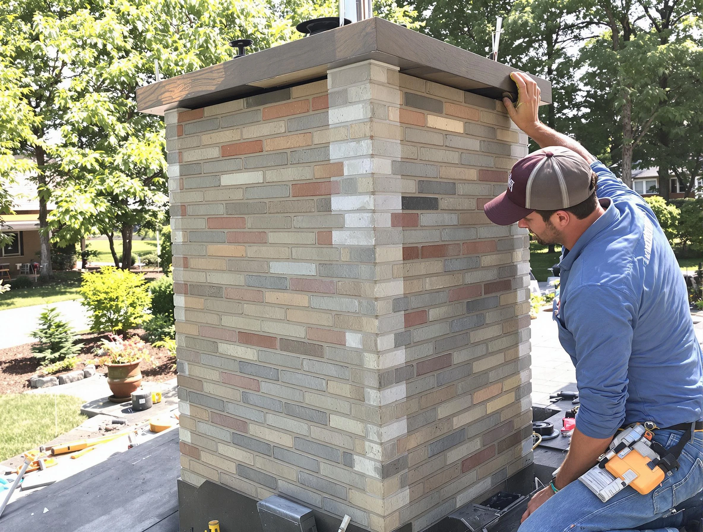 Meridian Chimney Sweep completing a modern chimney remodel in Meridian, CO